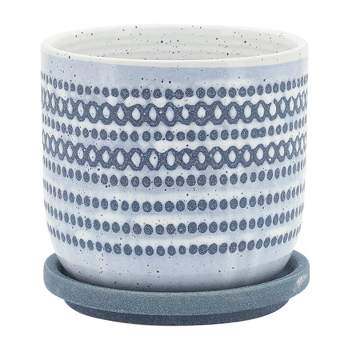 Sagebrook Home 5" Wide Ceramic Planter Pot with Saucer Blue
