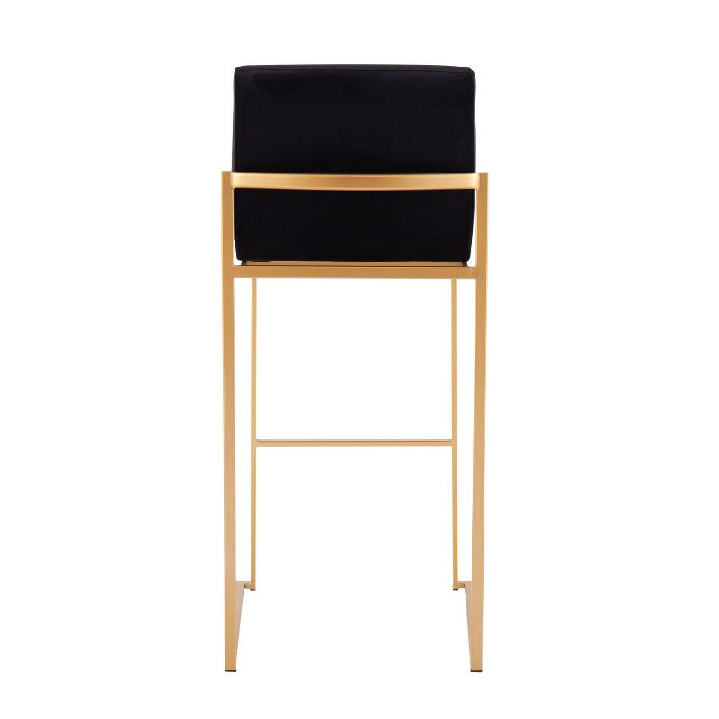 Set of 2 Fuji High Back Stainless Steel/Velvet Barstools with Gold Legs - LumiSource, 6 of 12