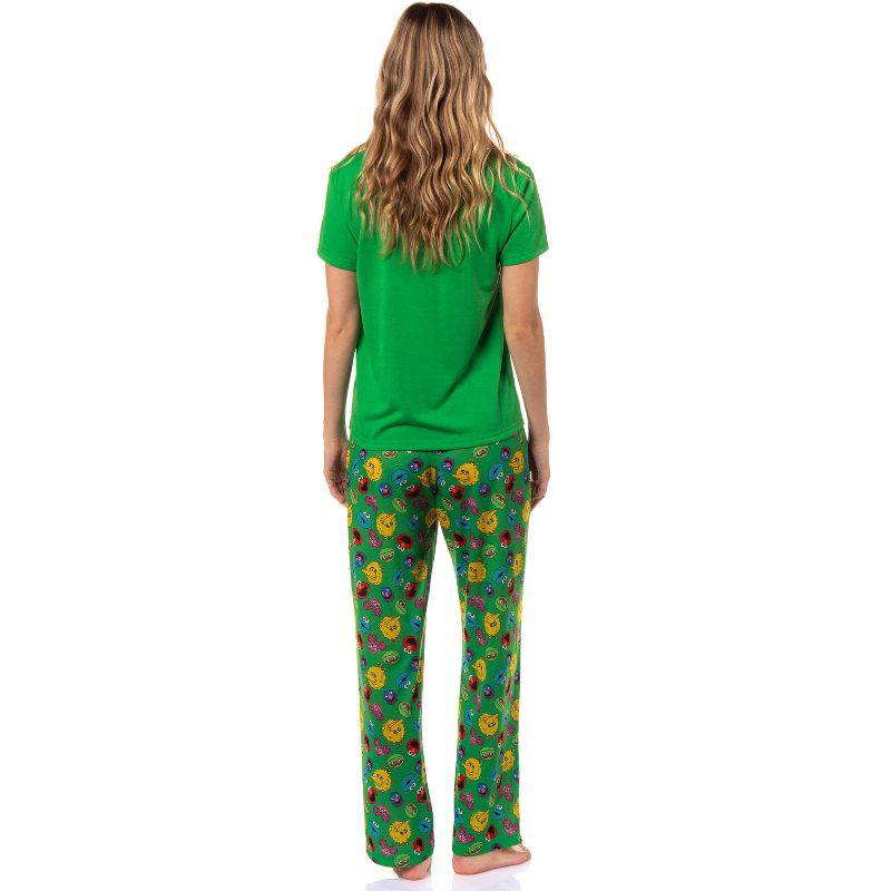 Sesame Street Women's Elmo And Friends Cookie Monster Sleep Pajama Set Green, 5 of 6