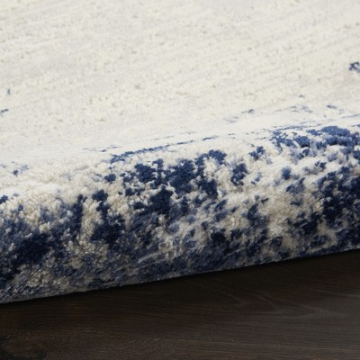Ivory and Navy Rectangular Synthetic Area Rug 2'6" x 4'