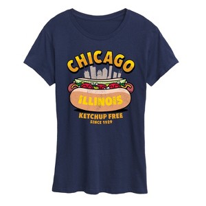 Women's - Instant Message - Chicago Hot Dog Skyline Short Sleeve Graphic T-Shirt - 1 of 4