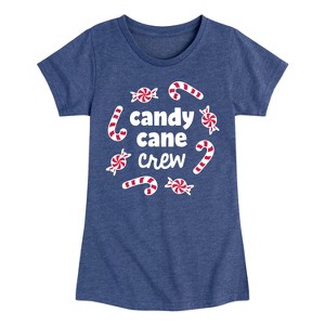 Girls' - Instant Message - Christmas Candy Cane Crew Fitted Short Sleeve Graphic T-Shirt - 1 of 4