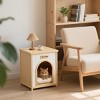 Solid Wood Indoor Cat & Dog House with Cushion, 20.9" Modern Flat Roof Pet Shelter, FSC Certified & Easy Assembly-3irtyhousy - 3 of 4