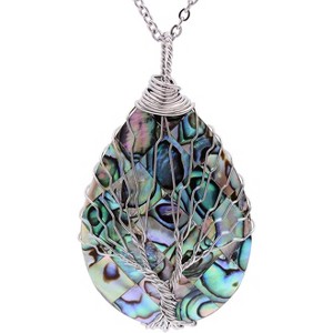 Tear Drop Abalone Shell Pendent Necklace Wire Wrap Pendant Necklace Fashion Necklace for Women Handmade Necklace Mothers Day Necklace for Mom Jewelry - 1 of 4