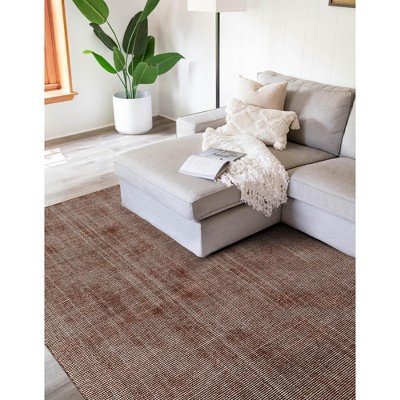 Mocha Brown 4' x 6' Hand-Knotted Wool Geometric Area Rug
