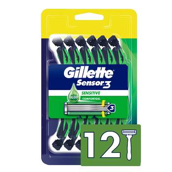 Gillette Sensor3 Sensitive Men's Disposable Razors - 12ct