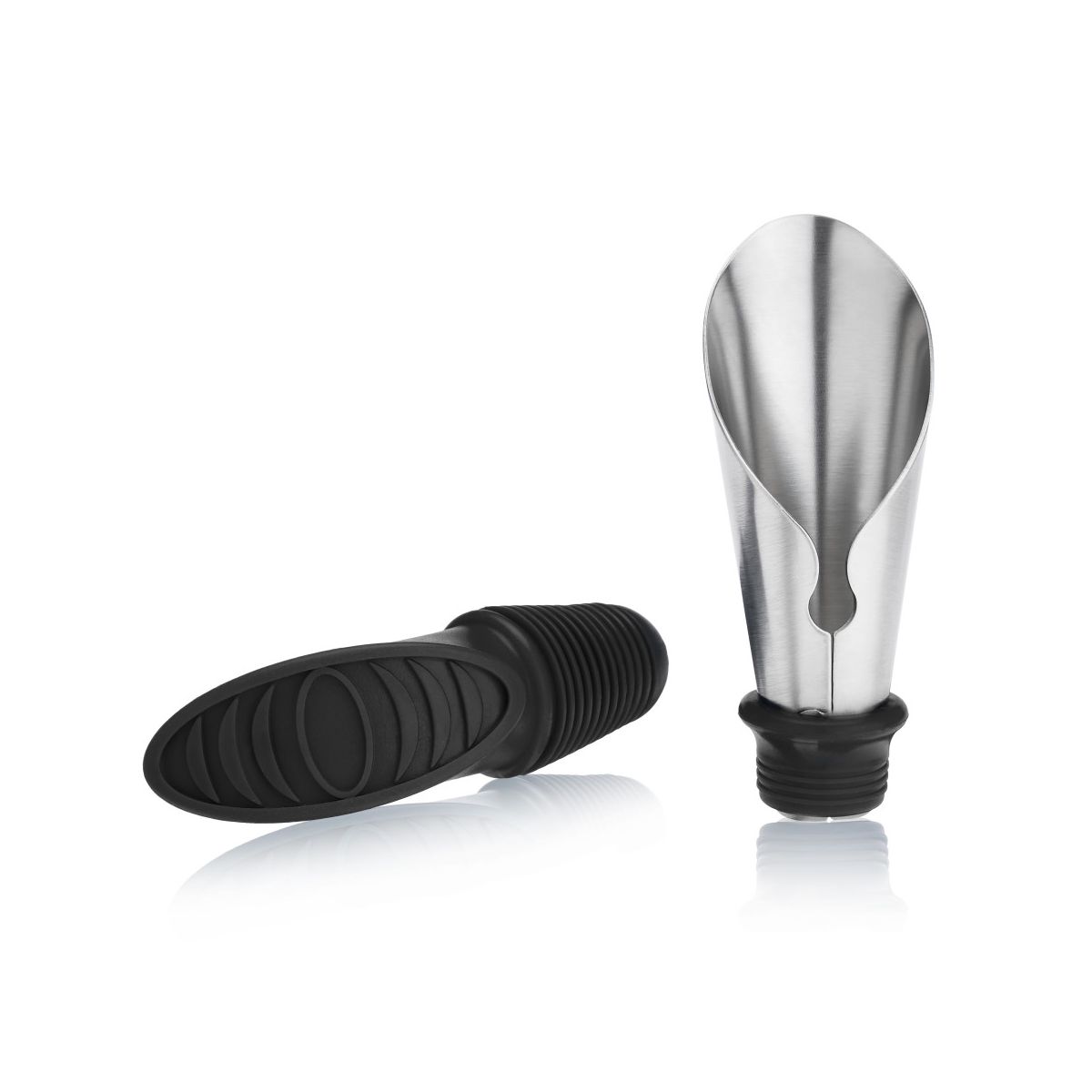 True Duo Black Bottle Stopper and Pourer, Drip-Free Silicone & Stainless Steel Pour Spout for Standard Wine Bottles, Wedding, Home Bar Gifts, Set of 1 - thumbnail 10