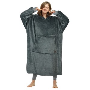 Catalonia Womens' Full Body Oversized Blanket Hoodie Sweatshirt, Extra Long Wearable Fleece Pullover, Gift for Women Wife Girlfriend - 1 of 4