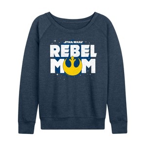 Women's - Star Wars - Rebel Mom Lightweight French Terry Wide Neck Long Sleeve Shirt - 1 of 4