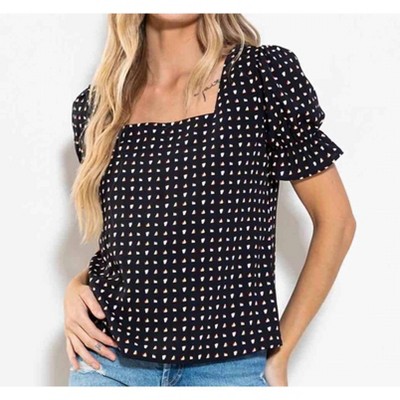 Women's Square Neck Puff Sleeve Top - Ces Femme