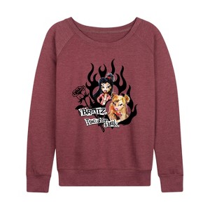 Women's - Bratz - Original Airbrushed Logo Lightweight French Terry Wide Neck Long Sleeve Shirt - 1 of 4