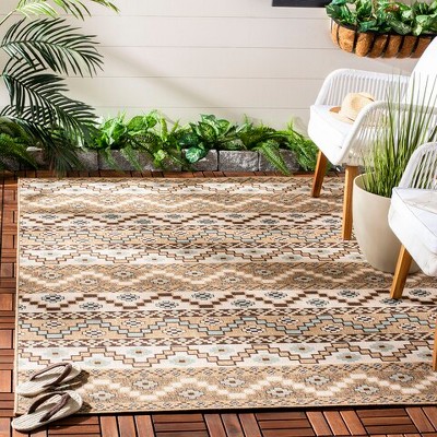 Veranda Blue and Brown Floral Synthetic Area Rug