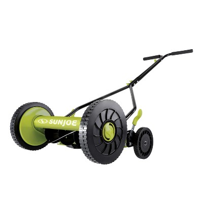 Sun Joe MJ503M Manual Reel Mower | 14-Inch | Quad Wheel | 9-Position.