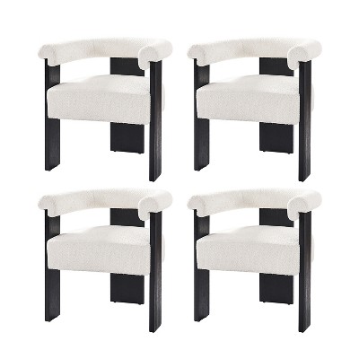 Gerry Boucle Dining Chair Set of 4 With Round Solid Back|ARTFUL LIVING DESIGN