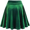 Women's Vintage Velvet Skater Skirt - Stretchy Flared Mini A-Line Skirt Green - 2 of 4