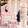 Kids Vanity with Lighted Mirror, Little Girls Vanity Table & Stool, Kids Makeup with Tri-Fold Mirror, Drawer & Storage Grid - 4 of 4