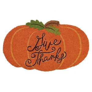 Design Imports Autumn Coir Doormat, PVC Backed, Pumpkin - 1 of 4