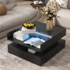 PAGED Modern Lift-Top Square Coffee Table with Storage Drawers & Glass Top & High-Gloss Finish,Functional Center Table for Living Room,Bedroom - 2 of 4