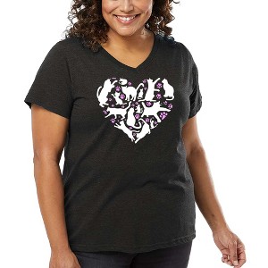 LA Pop Art Cat Heart - Women's Word Art V-Neck - 1 of 4