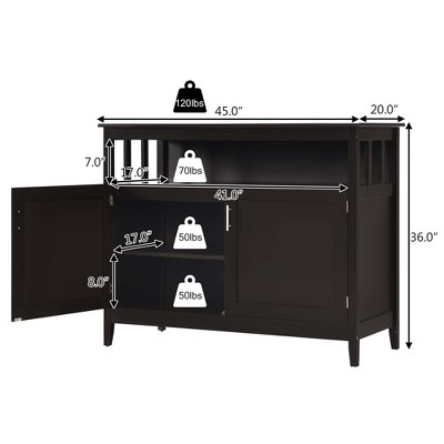 Brown 48" Modern Wood Kitchen Storage Sideboard