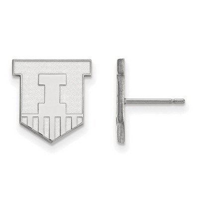 Black Bow Jewelry 14k White Gold Illinois Fighting Illini NCAA Post Earrings
