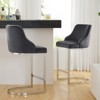 Bekrvio Bar Stools Set of 2, 26” Counter Height with Back - Upholstered PU Leather/Velvet  Steel U-Shaped Base for Kitchen Counter Island - 2 of 4