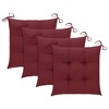 vidaXL 4X Teak Wood Outdoor Chairs with Wine Red Cushions - Stackable Patio Seating for Garden, Lounge, Bar, Café - 3 of 4