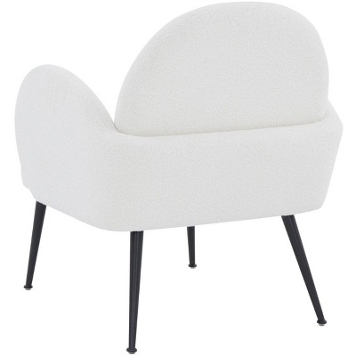 Ivory Boucle Upholstered Armchair with Black Legs