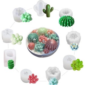 DICTION 9-Pack 3D Succulent & Cactus Silicone Molds for Resin, Candles, Soap Making, Cake Decorating - 1 of 4