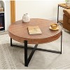 Lyngins Round Coffee Table,Modern Side Table with Black Cross Legs Base for Living Room,Offices - 2 of 4