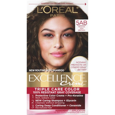 L'oreal Paris Excellence Triple Protection Permanent Hair Color  Fl Oz  - 5ab Mocha Ash Brown - 1 Kit : Target