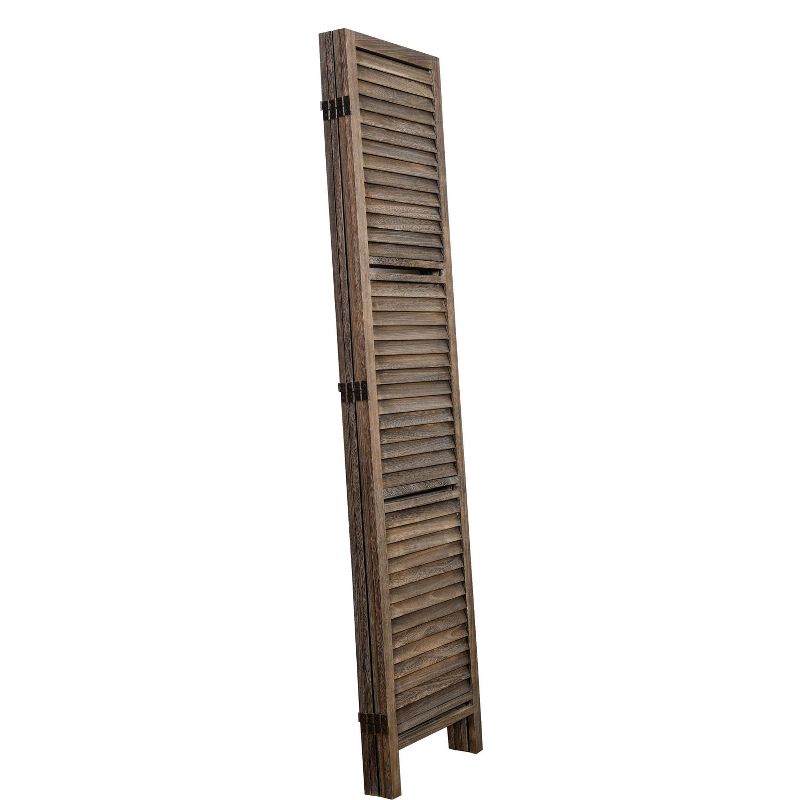 Rancho 4 Shelf Panel Folding Screen Room Partition Paulownia Wood - Proman Products, 3 of 9