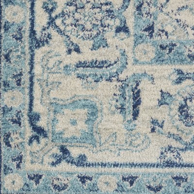 Ivory/Navy Synthetic 8' x 10' Rectangular Easy-Care Rug