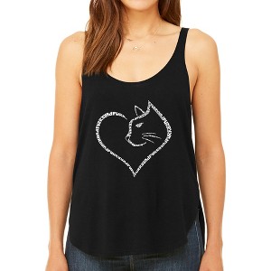 LA Pop Art Cat Heart - Women's Premium Word Art Flowy Tank Top - 1 of 4
