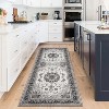 Boho Vintage Washable Area Rug, Gray Medallion Low Pile Non Slip Carpet for Living Room, Bedroom, Kitchen, or Dining Room, Pet Friendly - 3 of 4