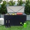 Outdoor Patio Garden Metal Storage Box,Backyard Pool Deck Storage Box with Lockable Lid,Water-Resistant Outside Tool Box-Coolbibila - 2 of 4