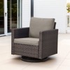 POCASSY 1 Piece Outdoor Swivel Rocker, Brown Wicker All Weather Swivel Gliding Patio Chair with Deep Seat High Back for Porch Balcony Deck - 2 of 4