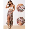 Allegra K Women's Tropical Smocked Waist High Low Flowy Maxi Skirt - 2 of 4