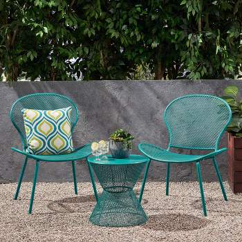 Nevada 3pc Iron Chat Set - Matte Teal - Christopher Knight Home