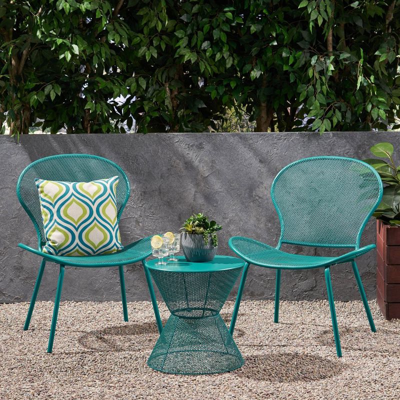 Nevada 3pc Iron Chat Set - Matte Teal - Christopher Knight Home, 1 of 7