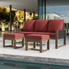 EAGLE PEAK 3 Pieces Natural Cedar Wood Outdoor Patio Furniture, Outdoor Conversation Set with Ottomans - 2 of 4