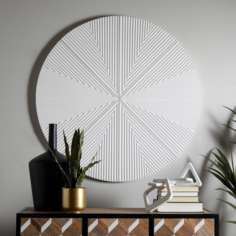 Wood Geometric Carved Radial Wall Decor White - CosmoLiving by Cosmopolitan, 1 of 6