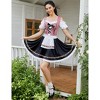 Women's Cold Shoulder Dress with Lace Tie Color Block Plaid Black Skirt Fake Layered Sleeves - 4 of 4