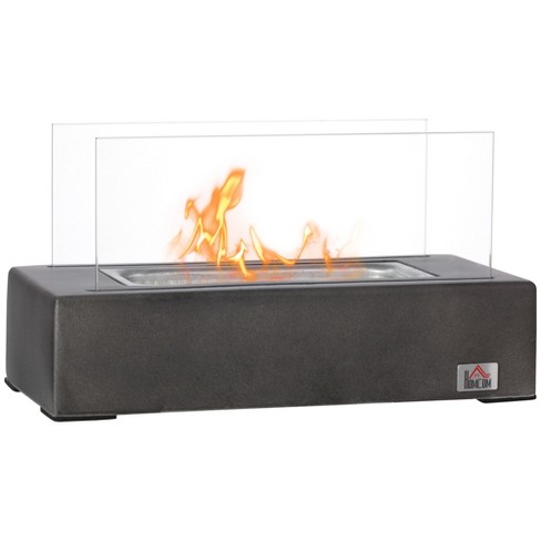 Homcom Tabletop Fireplace, 13 Concrete Alcohol Fireplace With Stainless  Steel Lid For Indoor And Outdoor, 0.04 Gal Max 195 Sq. Ft., Dark Gray :  Target