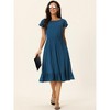 Seta T Women's Summer Casual Flutter Short Sleeve Crew Neck Ruffle Hem Midi Dress with Pockets - 2 of 4