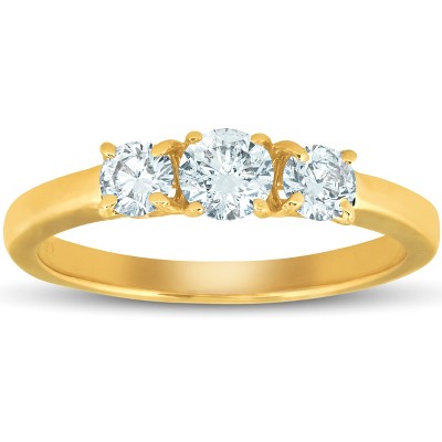 Pompeii3 5/8ct 3-Stone Diamond Engagement Ring 14k White, Yellow, or Rose Gold