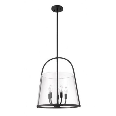 Matte Black Steel and Glass 5-Light Pendant