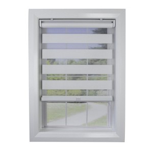Versailles Cordless Zebra Slimline Privacy Room Darkening Shade for Windows Ivory - 1 of 4