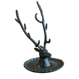 Slickblue Antique White/Black Pewter Buck Jewelry Holder for Rings, Earrings, or Small Accessories - 1 of 3