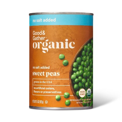 Organic No Salt Added Sweet Peas - 15oz - Good & Gather™